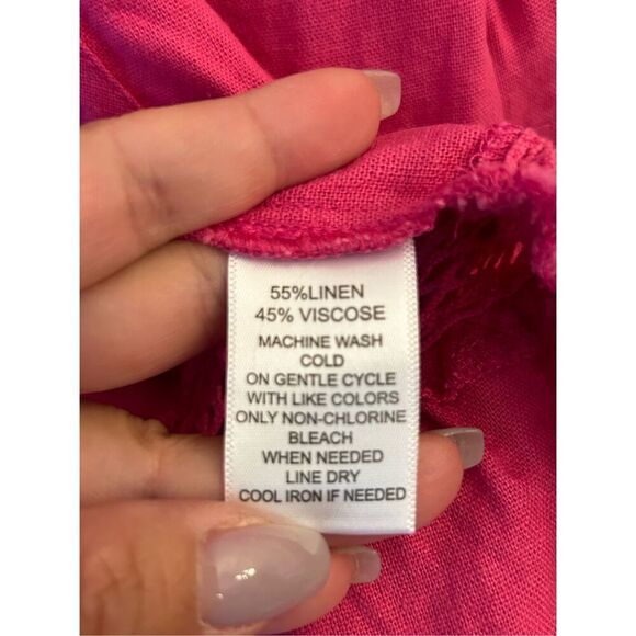 Calligraphie Linen Blend Boho Ruffle Sleeves Cardigan sz S can fit to L Festival - Picture 6 of 8